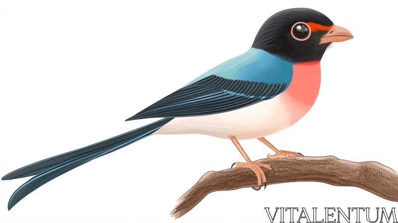 Illustration of a Bird on a Branch AI Image