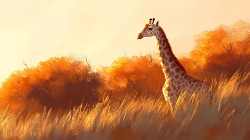 Majestic Giraffe in Golden Savanna