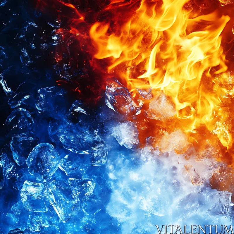 Fire vs Ice Abstract Art AI Image