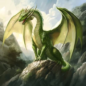 Fantasy Dragon on Mountain Peak