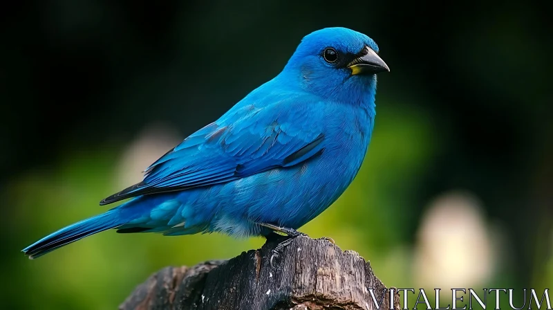 Azure Bird on Weathered Wood AI Image