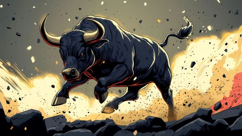 Powerful Bull in Motion