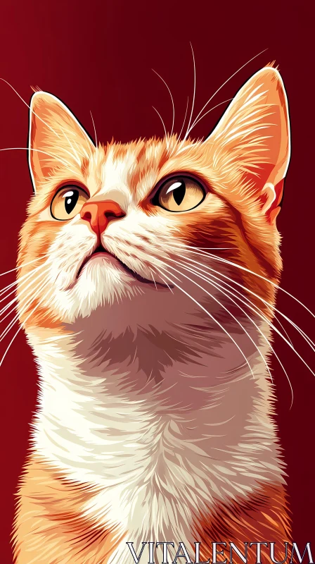 Stylized Orange Cat Portrait AI Image