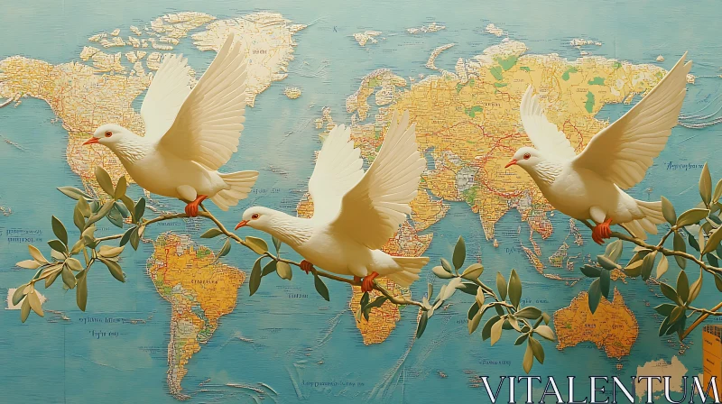 Global Peace Doves Art AI Image