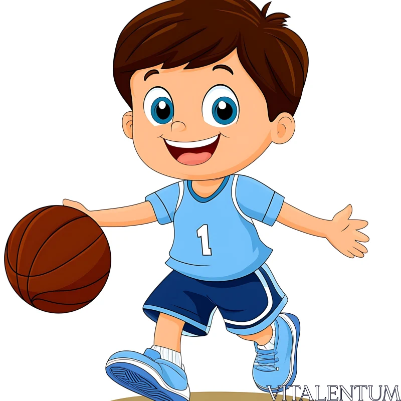 Basketball Kid Cartoon AI Image