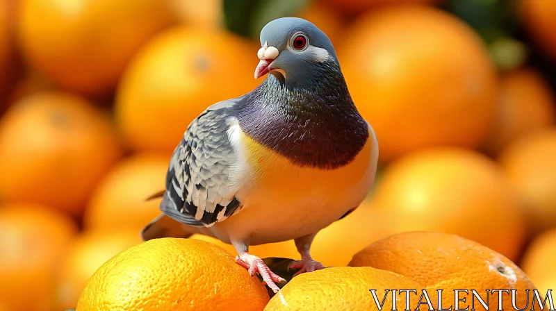 AI ART Pigeon and Citrus Fruit Composition