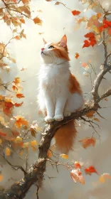 Feline Serenity in Fall Leaves