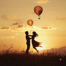 Silhouette of Couple at Sunset