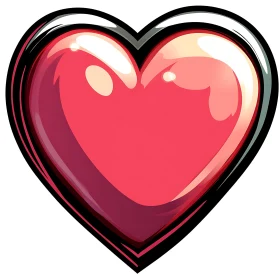 Cartoon Style Heart with Glossy Finish