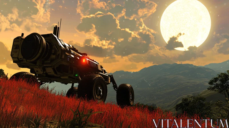 Vehicle under the Moon AI Image