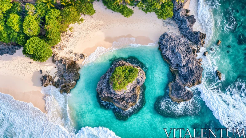 AI ART Aerial Tropical Island Beach Scene