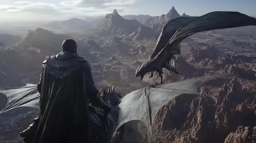 Dragon Rider Overlooking Mountain Vista