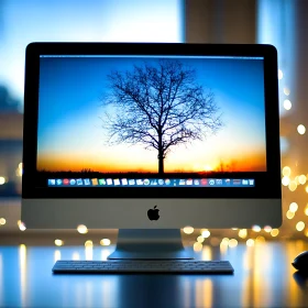 Sunset Desktop Wallpaper on Modern Monitor