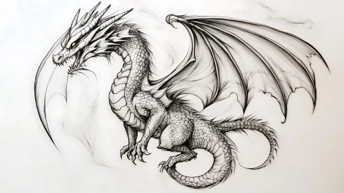 Monochrome Dragon Illustration