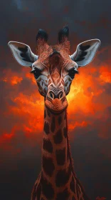 Wildlife Art: Giraffe at Sunset
