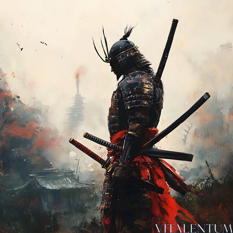 Warrior's Resolve: Samurai in Contemplation AI Image