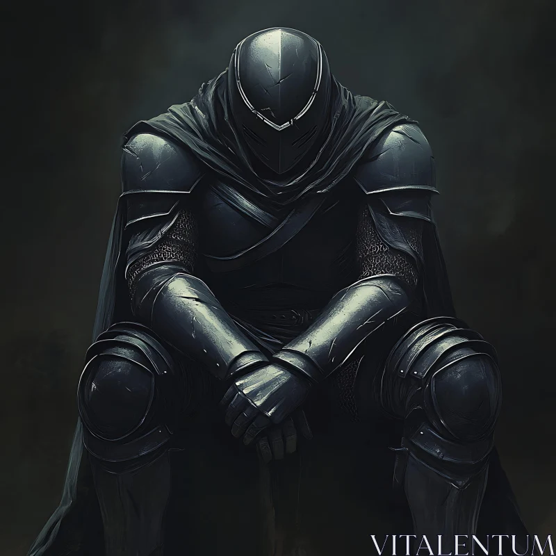 AI ART Melancholy Knight Contemplating