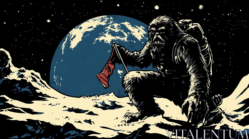 AI ART Lunar Bigfoot Illustration