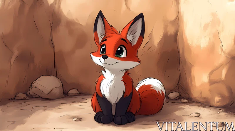 Charming Illustrated Fox AI Image