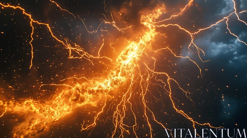 Blazing Firestorm and Lightning Bolts AI Image