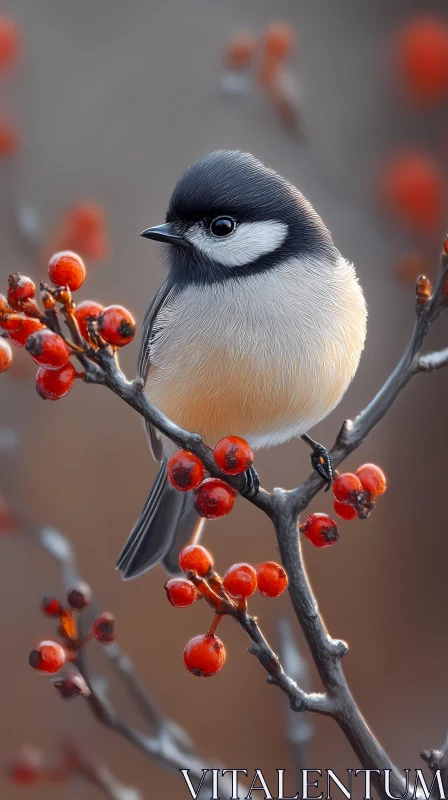 Serene Winter Bird Scene AI Image