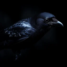 Raven in Shadow: A Monochrome Avian Portrait