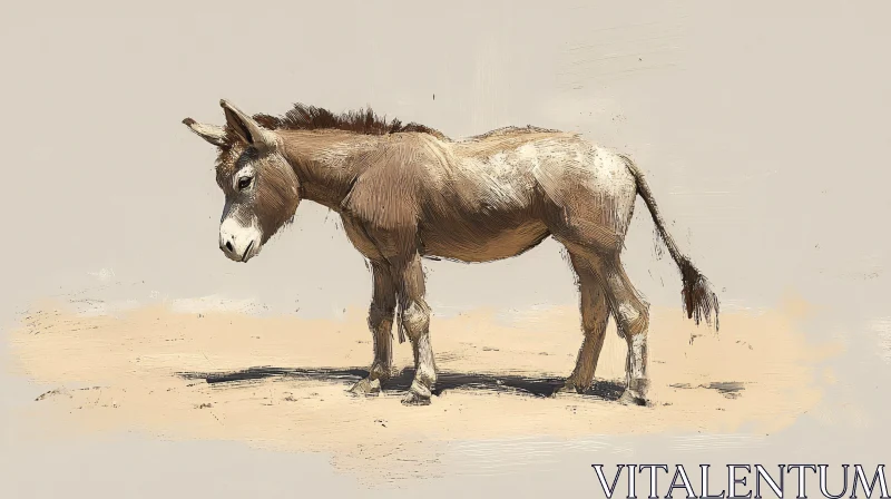 Donkey Illustration with Textured Detail AI Image