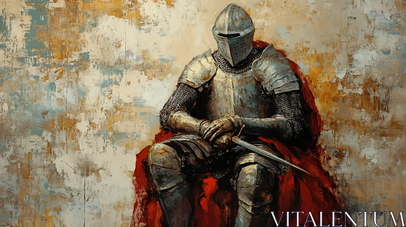 AI ART Resting Knight with Sword Artwork