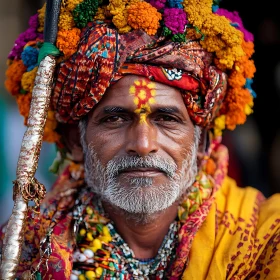 Colorful Turban Portrait of a Man
