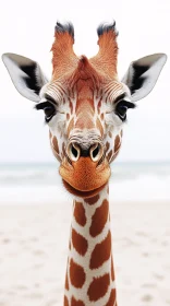 Beachside Giraffe Close-Up