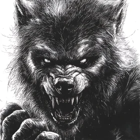 Monochrome Werewolf Portrait