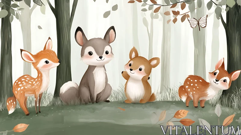 Charming Forest Animal Artwork AI Image