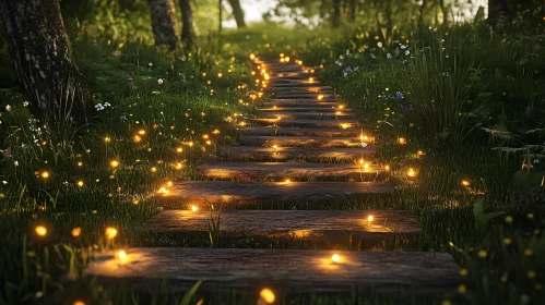 Illuminated Steps in the Mystical Woods