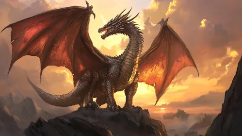 Sunset Dragon on Mountain Peak