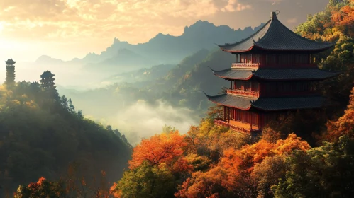 Tranquil Asian Temple Landscape