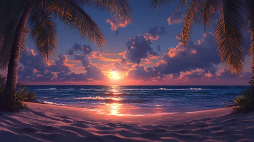 Tropical Sunset Beach Scene