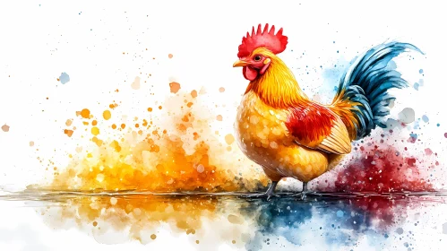 Colorful Rooster Painting