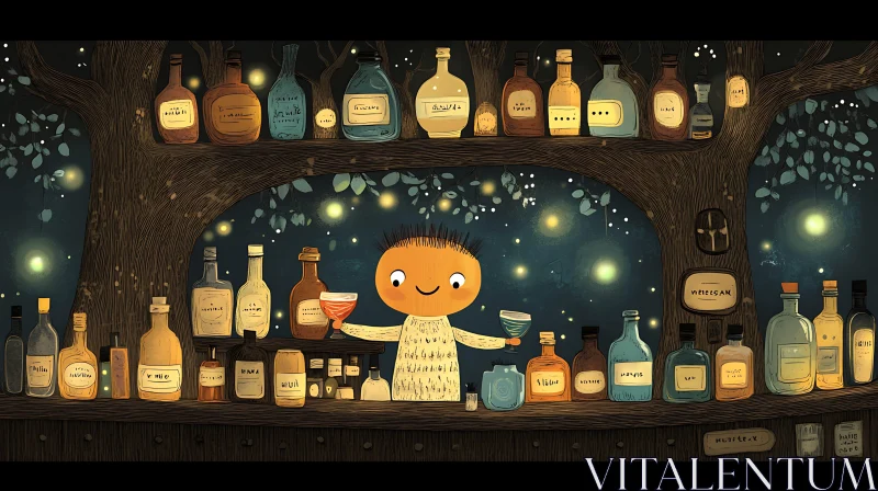 Whimsical Cartoon Bar Scene AI Image