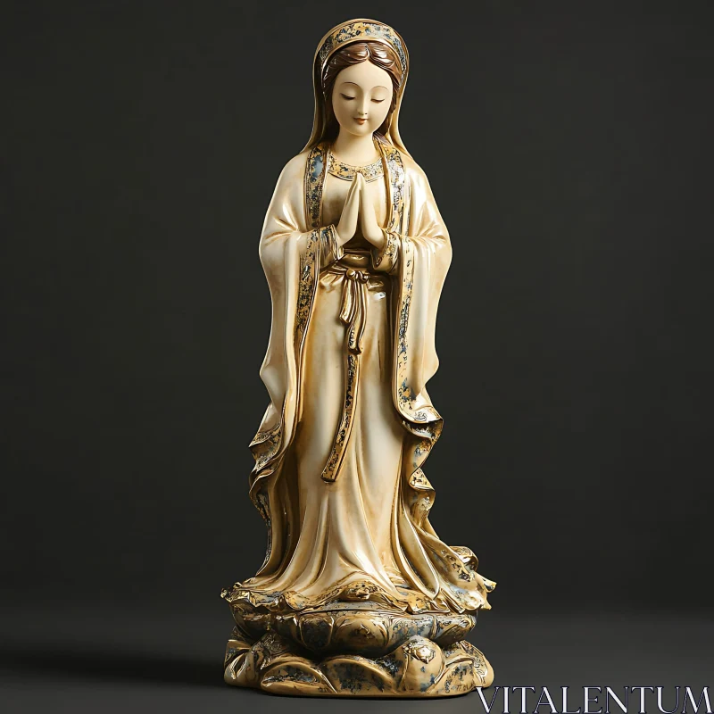 Serene Woman Statue in Contemplation AI Image