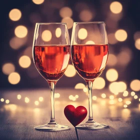 Wine Glasses with Heart Decoration