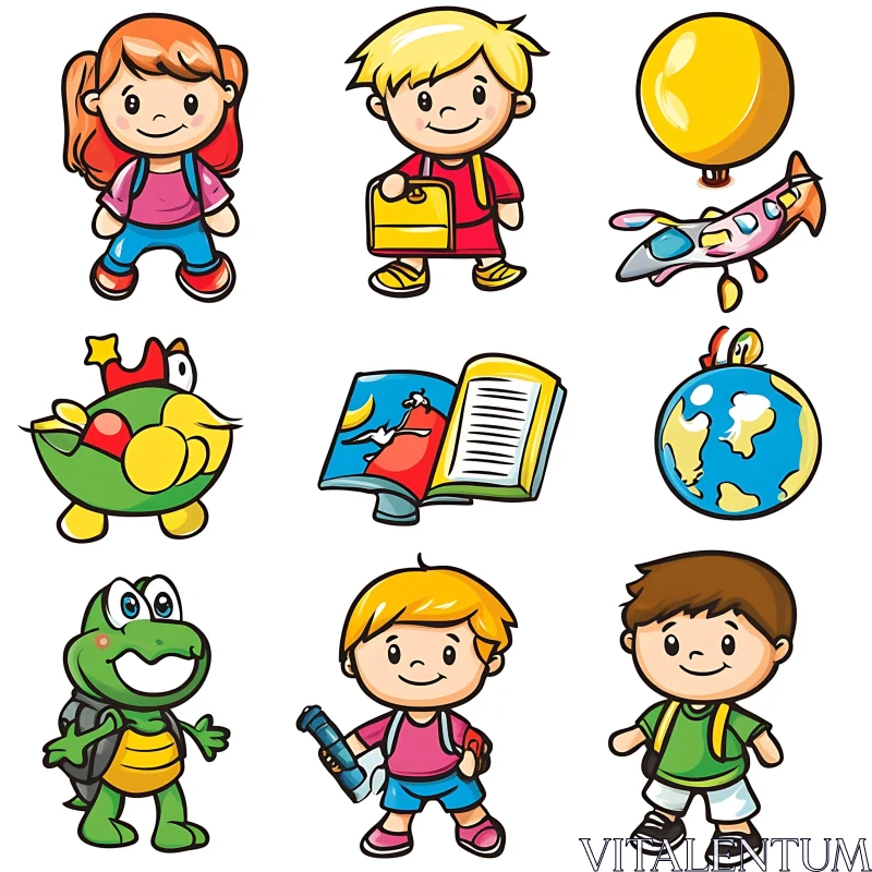 AI ART Children Cartoon School Illustration