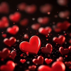 Red Hearts on Dark Background