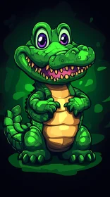 Charming Cartoon Crocodile Art