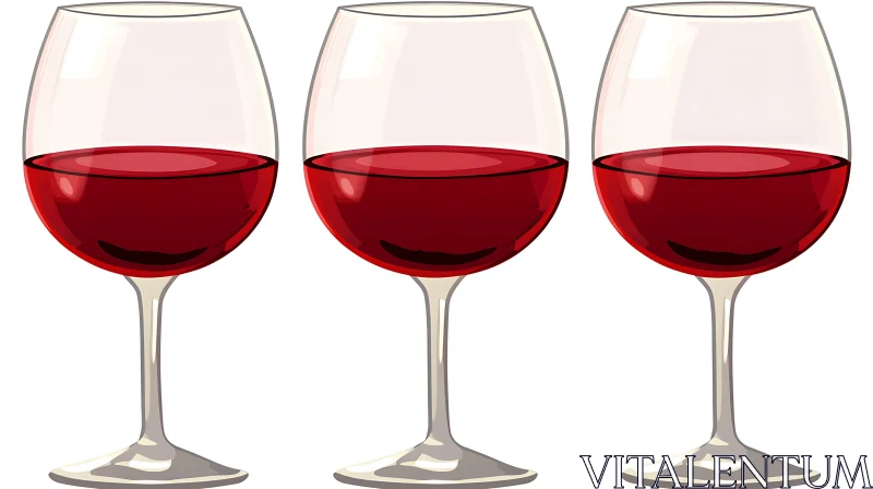 AI ART Elegant Red Wine Glasses Illustration