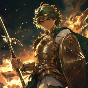 Young Armored Warrior with Spear