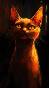 Regal Cat's Gaze in Artistic Light