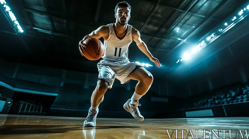 Athlete in Action on Basketball Court AI Image