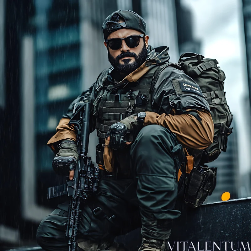 Cityscape Warrior: Tactical Gear AI Image