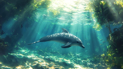 Sunlit Underwater Dolphin