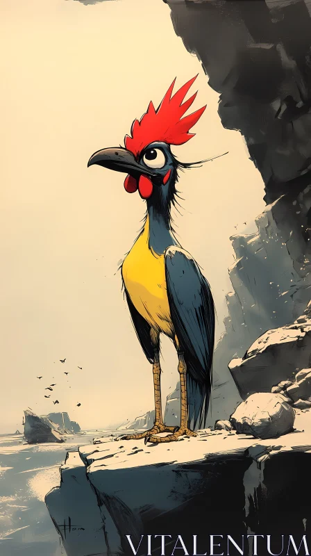 Colorful Cartoon Bird Illustration AI Image